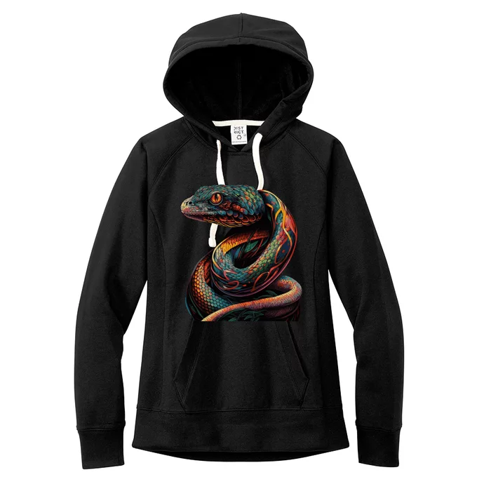 Realistic Snake Posing Women's Fleece Hoodie