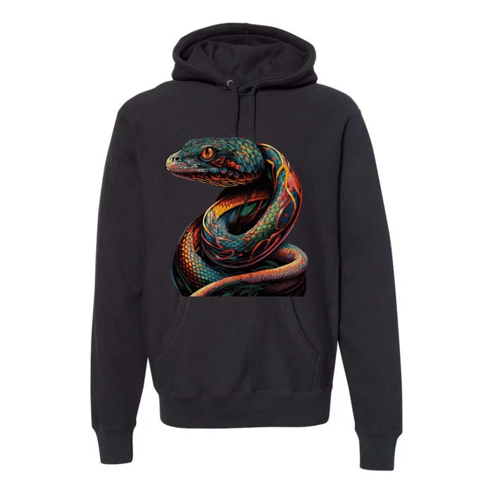 Realistic Snake Posing Premium Hoodie