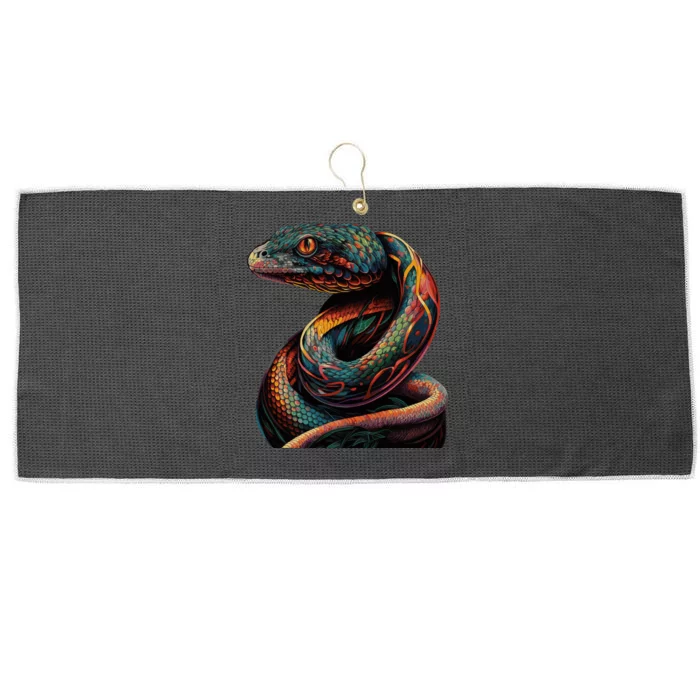 Realistic Snake Posing Large Microfiber Waffle Golf Towel