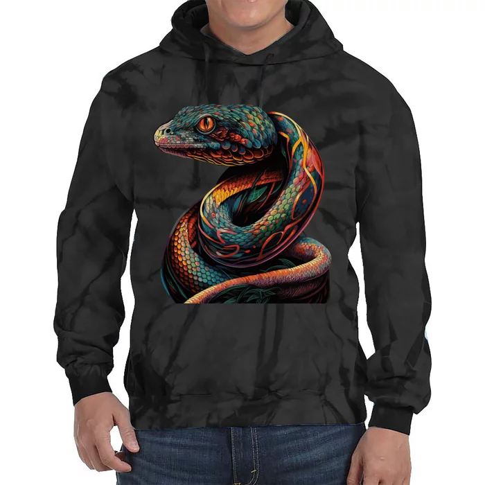 Realistic Snake Posing Tie Dye Hoodie