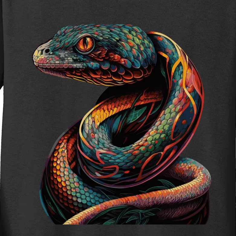 Realistic Snake Posing Kids Long Sleeve Shirt