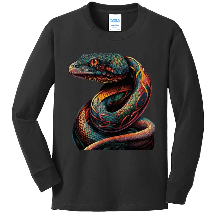 Realistic Snake Posing Kids Long Sleeve Shirt