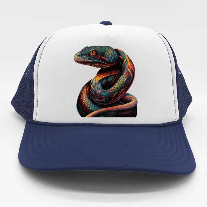 Realistic Snake Posing Trucker Hat