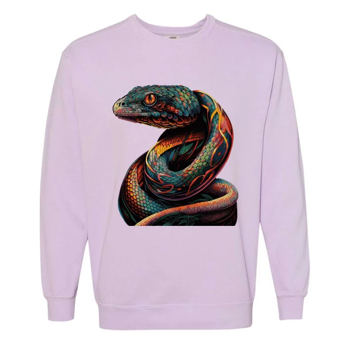 Realistic Snake Posing Garment-Dyed Sweatshirt