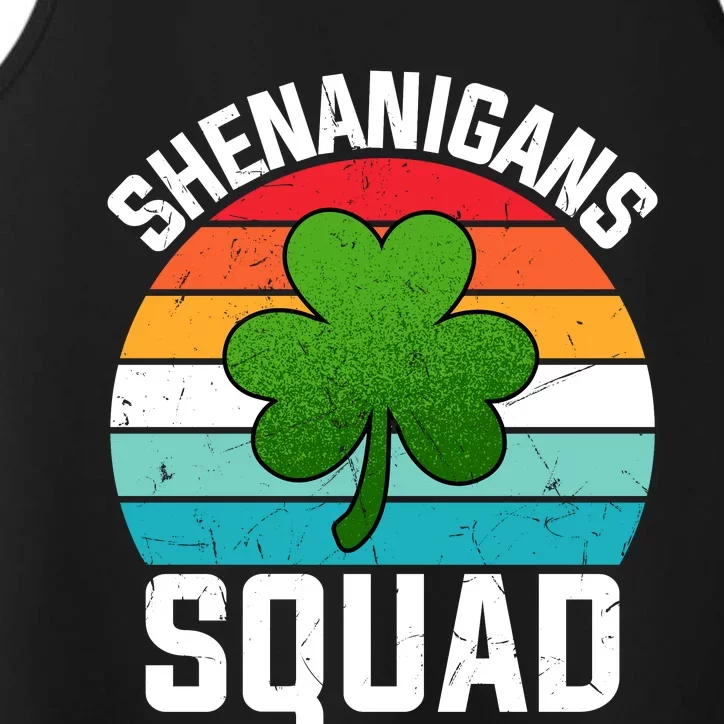 Retro St Patricks Day Shenanigans Squad Shamrock St Patricks Day Performance Tank