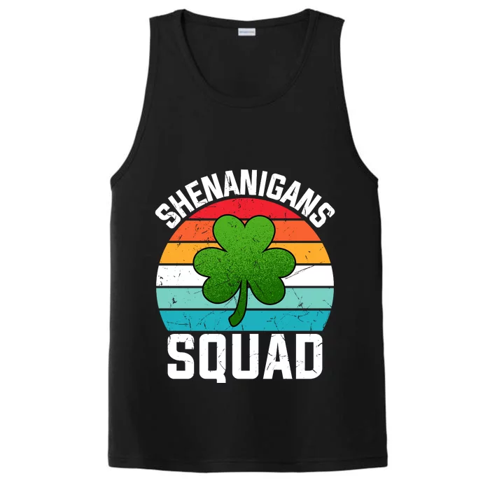 Retro St Patricks Day Shenanigans Squad Shamrock St Patricks Day Performance Tank