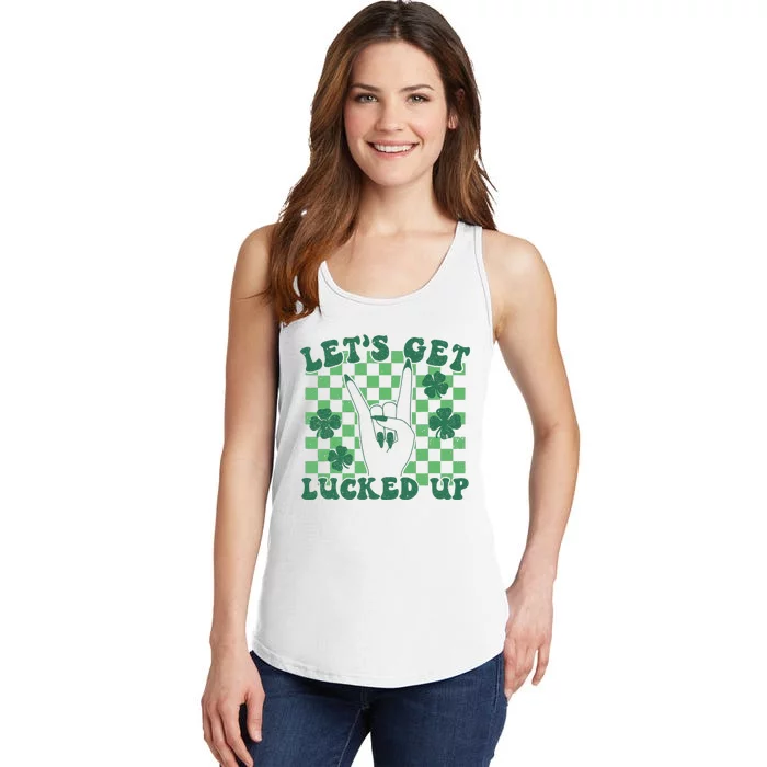 Retro St Patty's Day Lets Get Lucked Up Ladies Essential Tank