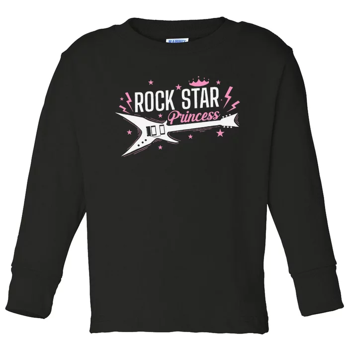 Rock Star Princess Guitar Music Toddler Long Sleeve Shirt