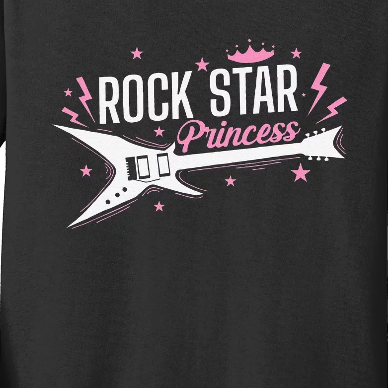 Rock Star Princess Guitar Music Kids Long Sleeve Shirt