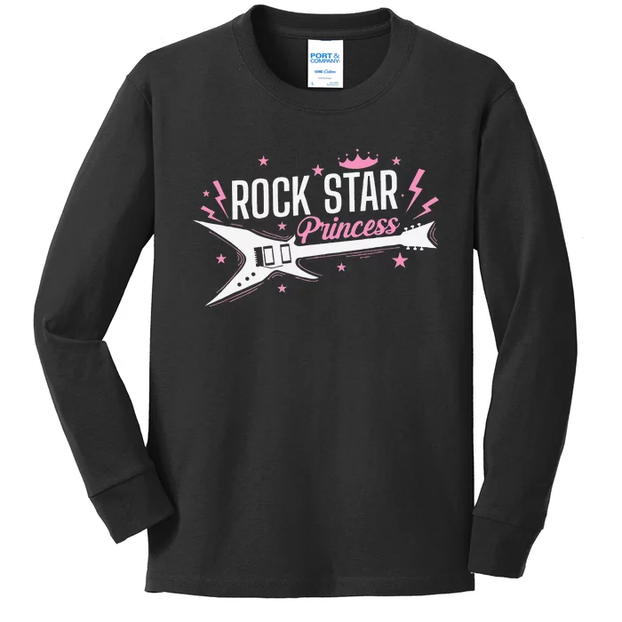 Rock Star Princess Guitar Music Kids Long Sleeve Shirt