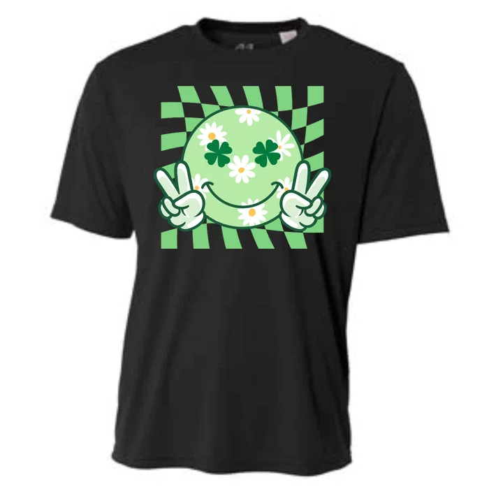 Retro St Patricks Day Smiley Emoji Peace Sign Cooling Performance Crew T-Shirt