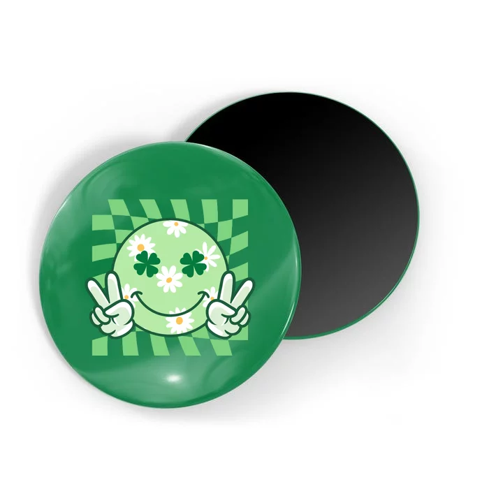 Retro St Patricks Day Smiley Emoji Peace Sign Magnet