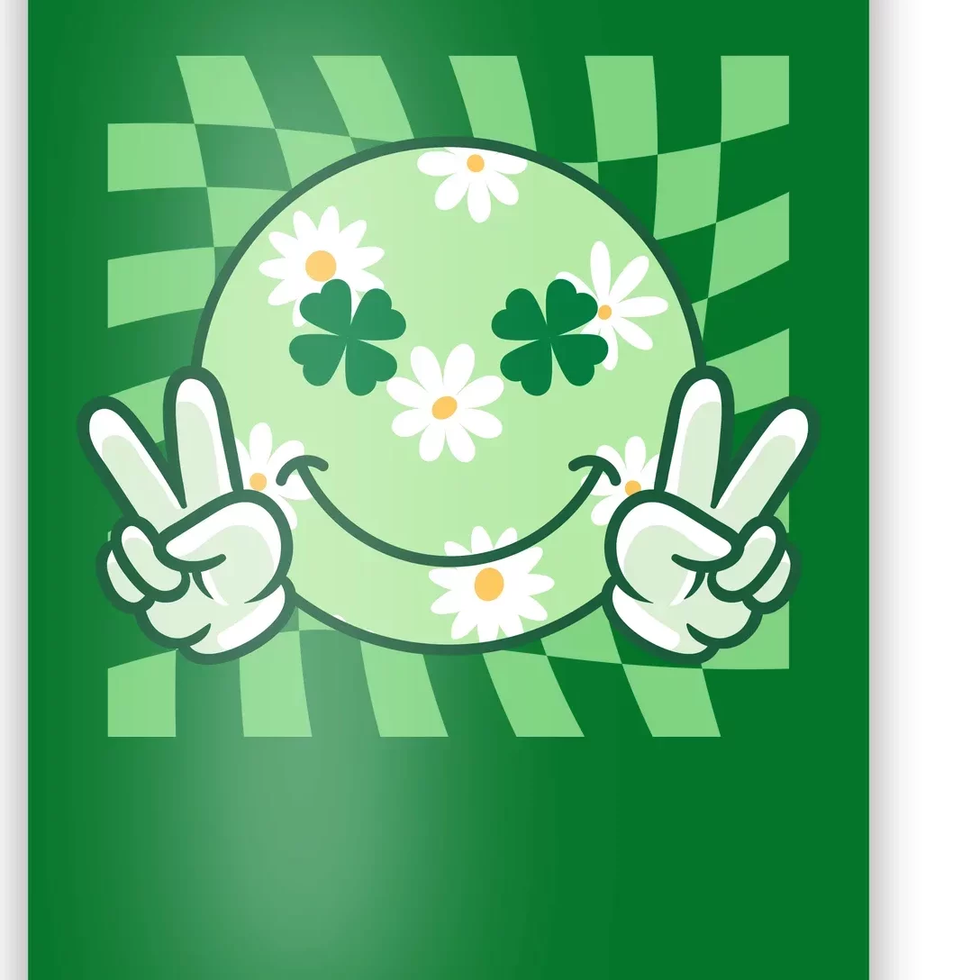 Retro St Patricks Day Smiley Emoji Peace Sign Poster