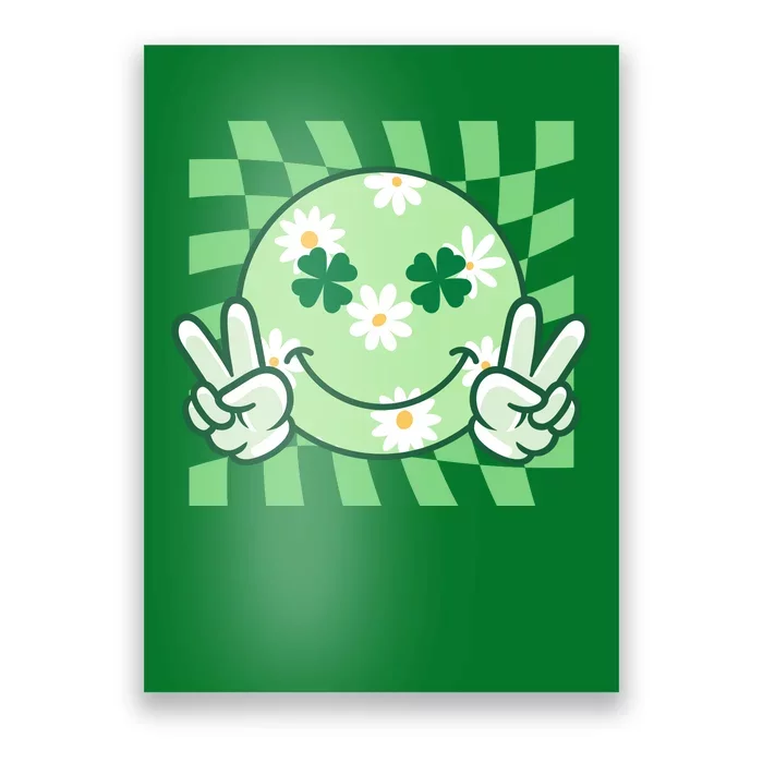 Retro St Patricks Day Smiley Emoji Peace Sign Poster