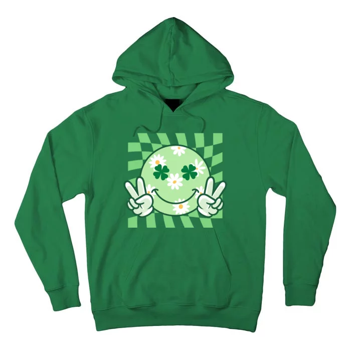 Retro St Patricks Day Smiley Emoji Peace Sign Tall Hoodie