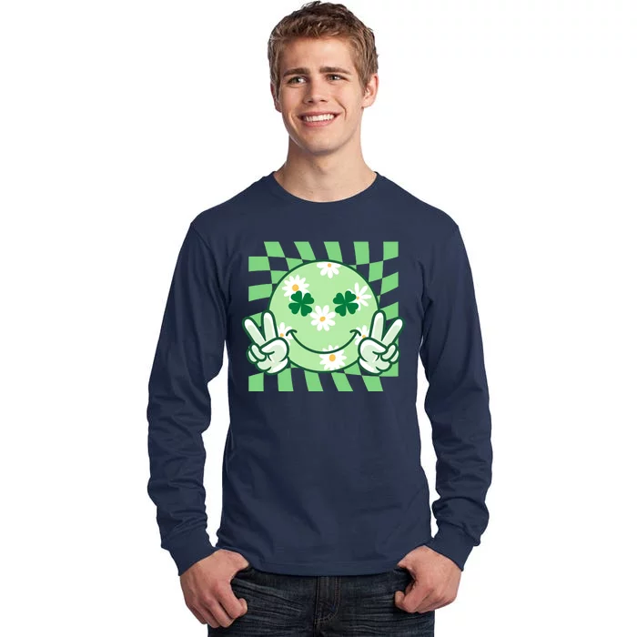 Retro St Patricks Day Smiley Emoji Peace Sign Tall Long Sleeve T-Shirt