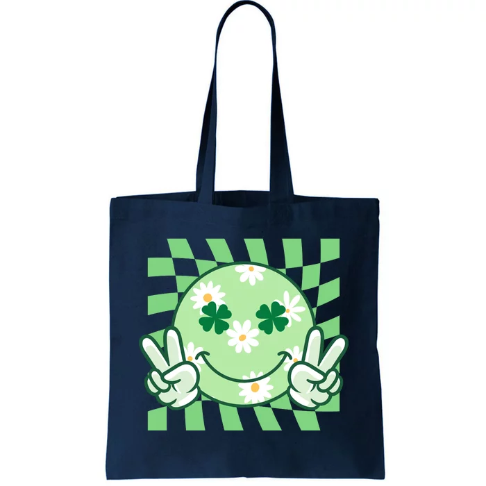 Retro St Patricks Day Smiley Emoji Peace Sign Tote Bag