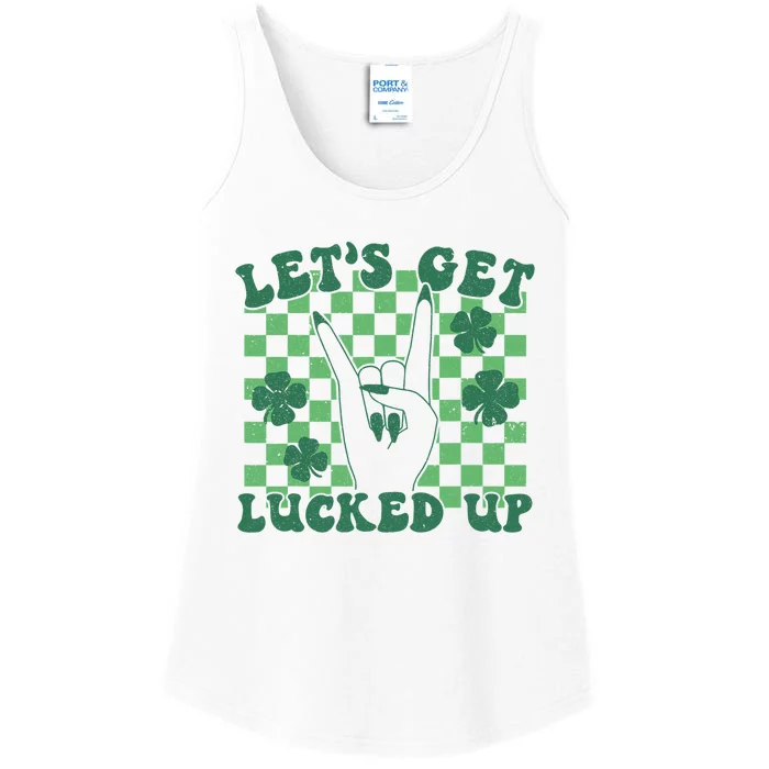 Retro St Patty's Day Lets Get Lucked Up Ladies Essential Tank