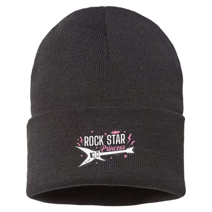 Rock Star Princess Guitar Music Sustainable Knit Beanie