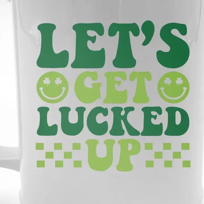 Retro St Patty's Day Lets Get Lucked Up Irish Shamrock St Patricks Day Front & Back Beer Stein