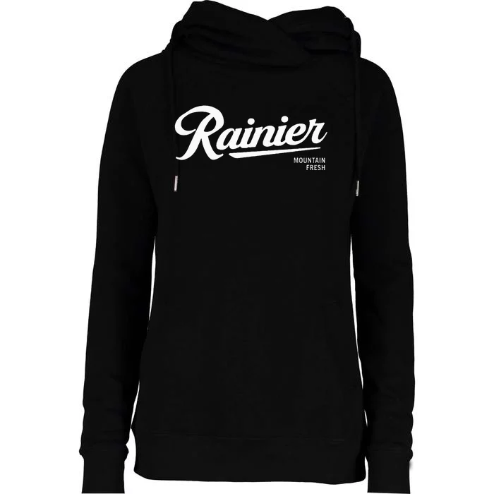 Rainier Style Pale Logo Womens Funnel Neck Pullover Hood