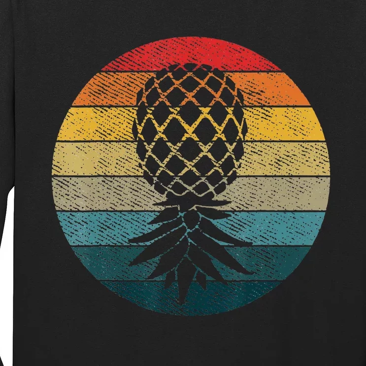 Retro Sunset Pineapple Swinger Upside Tropical Summer Fruit Long Sleeve Shirt