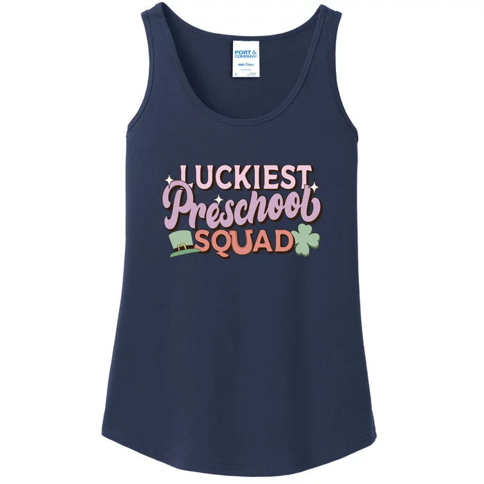 Retro St Patricks Day Teacher Gift Luckiest Preschool Squad Ladies Essential Tank