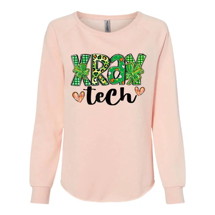 Radiology St. PatrickS Day Xray Tech Leopard Shamrock Womens California Wash Sweatshirt