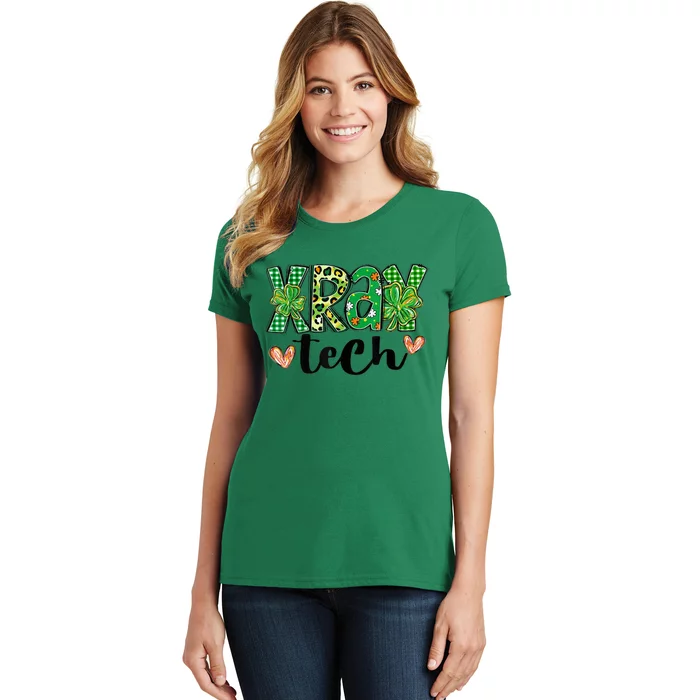 Radiology St. PatrickS Day Xray Tech Leopard Shamrock Women's T-Shirt