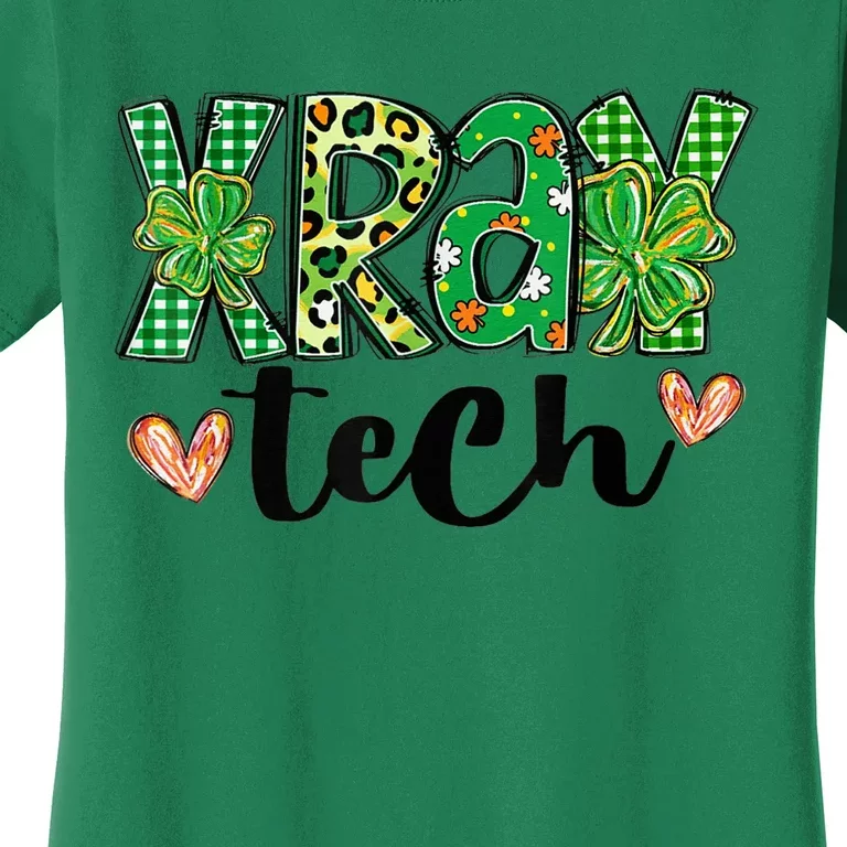 Radiology St. PatrickS Day Xray Tech Leopard Shamrock Women's T-Shirt