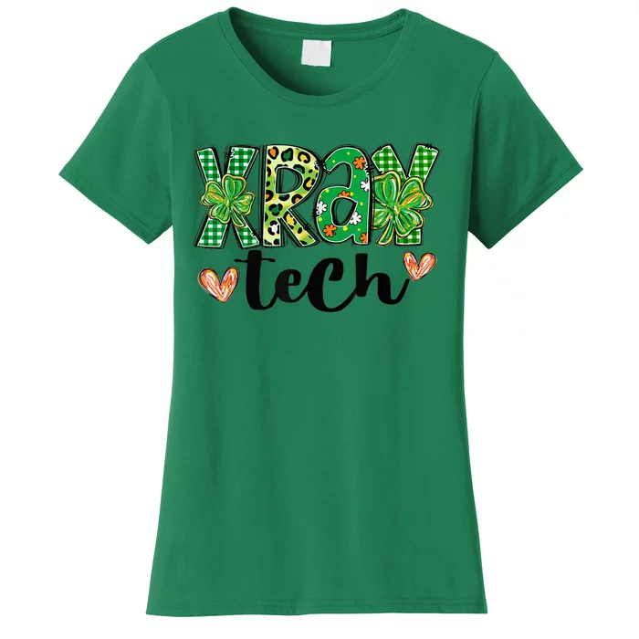 Radiology St. PatrickS Day Xray Tech Leopard Shamrock Women's T-Shirt