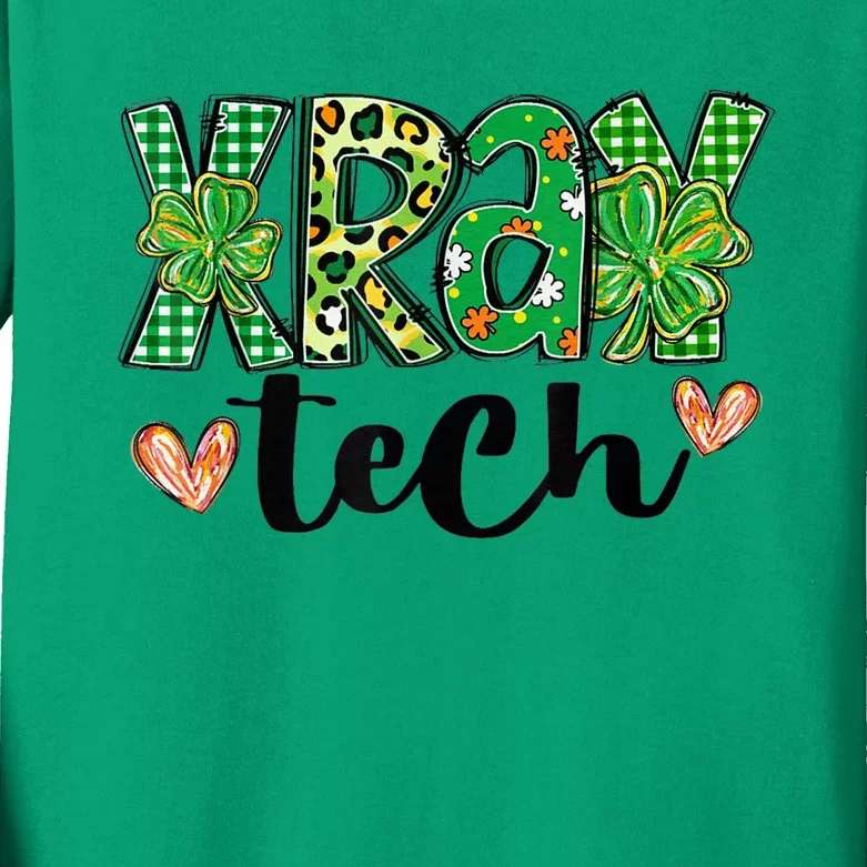 Radiology St. PatrickS Day Xray Tech Leopard Shamrock Kids Long Sleeve Shirt