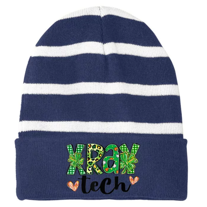 Radiology St. PatrickS Day Xray Tech Leopard Shamrock Striped Beanie with Solid Band