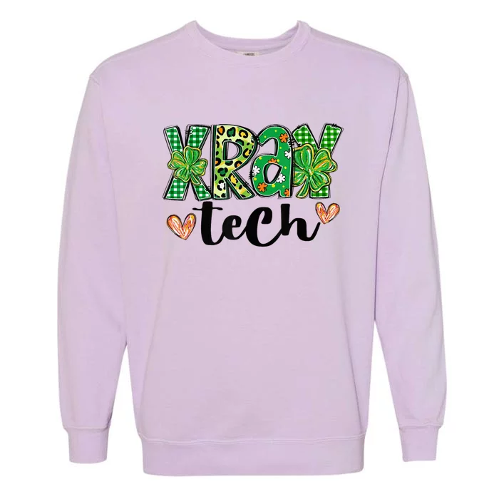 Radiology St. PatrickS Day Xray Tech Leopard Shamrock Garment-Dyed Sweatshirt