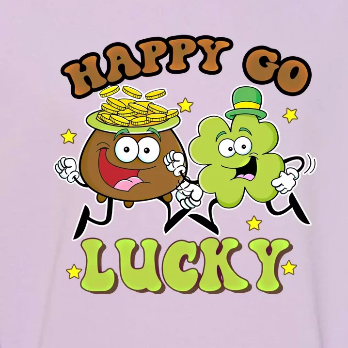 Retro St Patrick's Day Happy Go Lucky Pot Of Gold Clover Cool Gift Garment-Dyed Sweatshirt