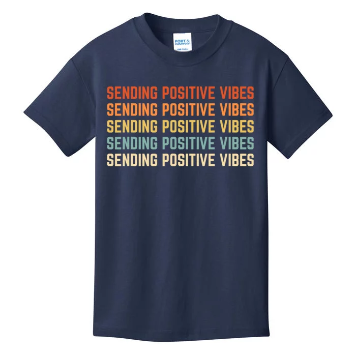 Retro Sending Positive Vibes Saying Kids T-Shirt