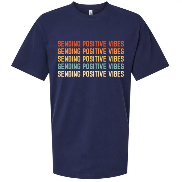 Retro Sending Positive Vibes Saying Sueded Cloud Jersey T-Shirt