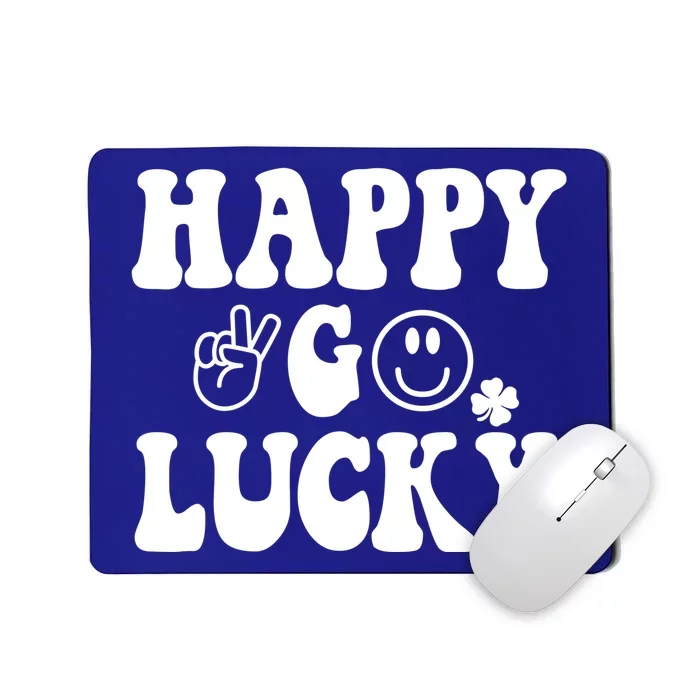 Retro St Patrick's Day Happy Go Lucky Shamrock Irish Clover Gift Mousepad