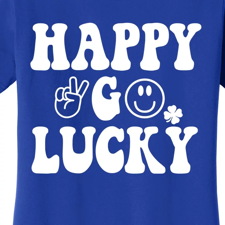 Retro St Patrick's Day Happy Go Lucky Shamrock Irish Clover Gift Women's T-Shirt