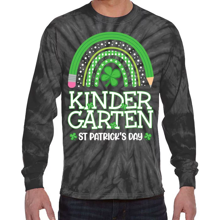 Rainbow St Patricks Day Kindergarten Teacher Wo Girl Tie-Dye Long Sleeve Shirt