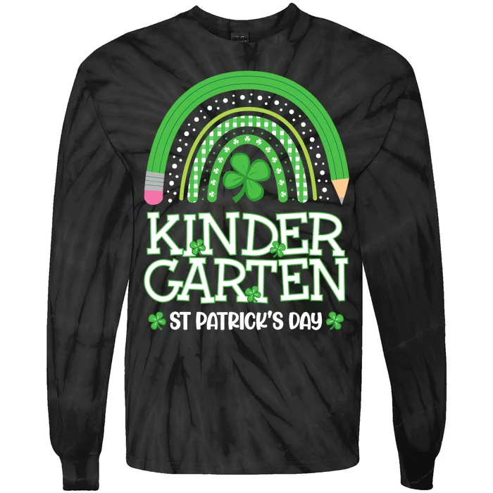 Rainbow St Patricks Day Kindergarten Teacher Wo Girl Tie-Dye Long Sleeve Shirt