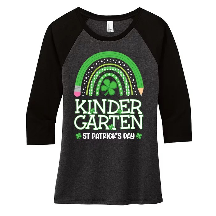 Rainbow St Patricks Day Kindergarten Teacher Wo Girl Women's Tri-Blend 3/4-Sleeve Raglan Shirt