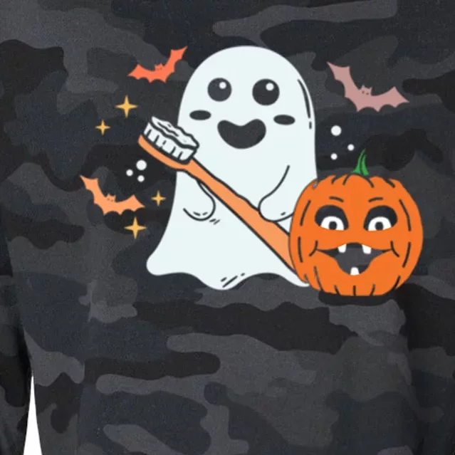 Retro Spooky Pediatric Dentist Dental Assistance Halloween Meaningful Gift Cropped Pullover Crew