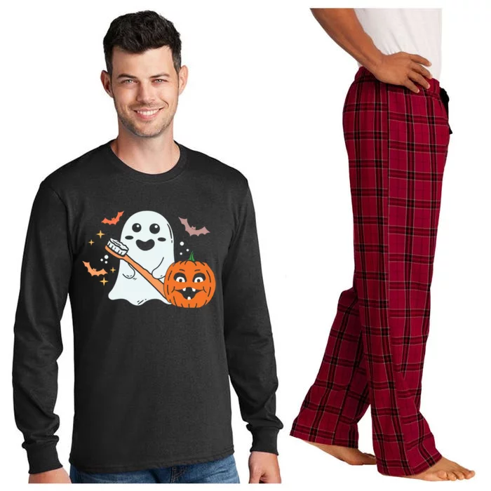 Retro Spooky Pediatric Dentist Dental Assistance Halloween Meaningful Gift Long Sleeve Pajama Set