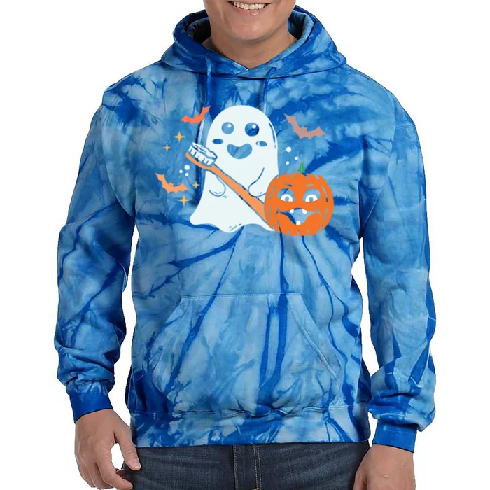 Retro Spooky Pediatric Dentist Dental Assistance Halloween Meaningful Gift Tie Dye Hoodie