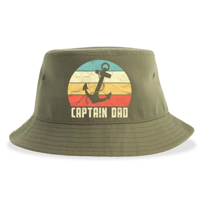 Retro Super Papa Captain Dad Son Daughter Fathers Day Funny Gift Sustainable Bucket Hat