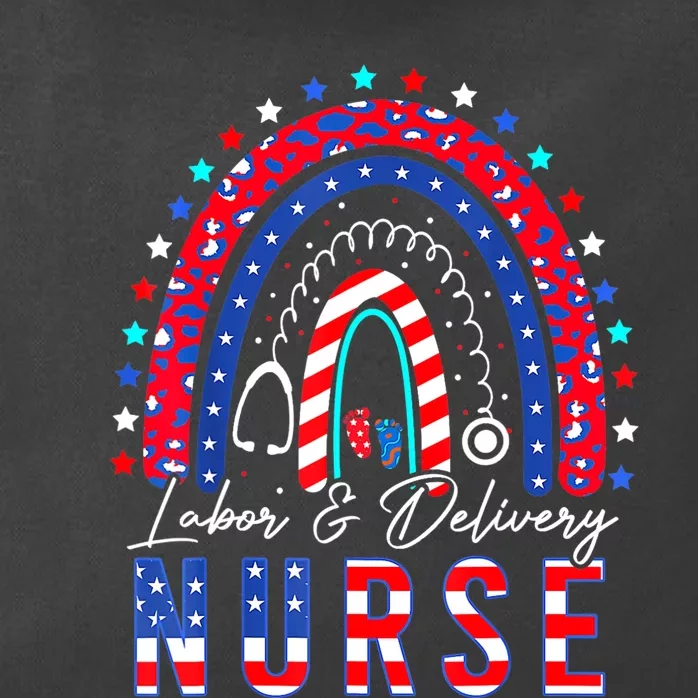 Rainbow Stethoscope Patriotic Labor Delivery Nurse 4th July Zip Tote Bag