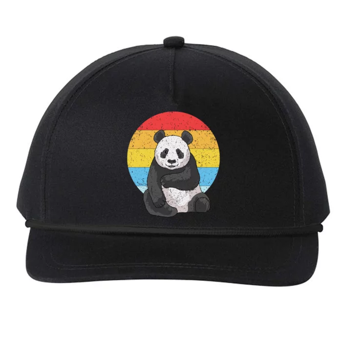 Retro Sunset Panda Gift Kawaii Vintage Panda Gift Snapback Five-Panel Rope Hat