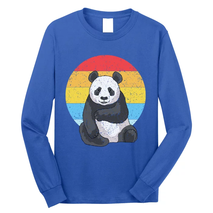 Retro Sunset Panda Gift Kawaii Vintage Panda Gift Long Sleeve Shirt