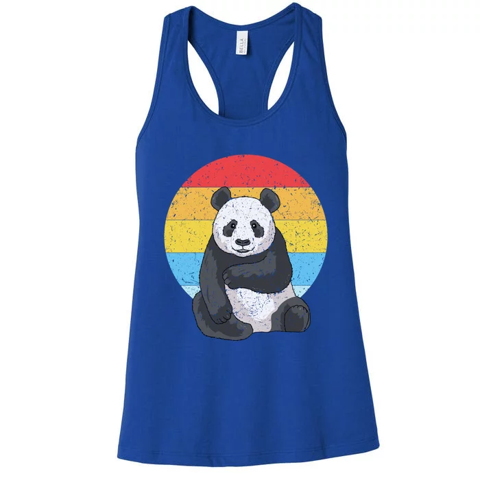 Retro Sunset Panda Gift Kawaii Vintage Panda Gift Women's Racerback Tank